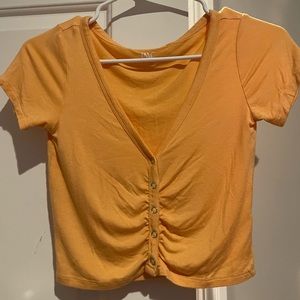 PacSun orange button up crop top